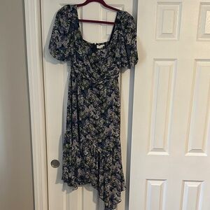 Astr High Low Floral Dress in Purple and Green